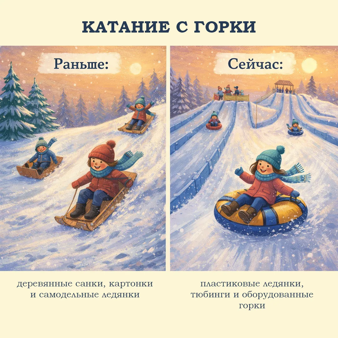 ❄️🎒 Зимние игры школьников тогда и сейчас