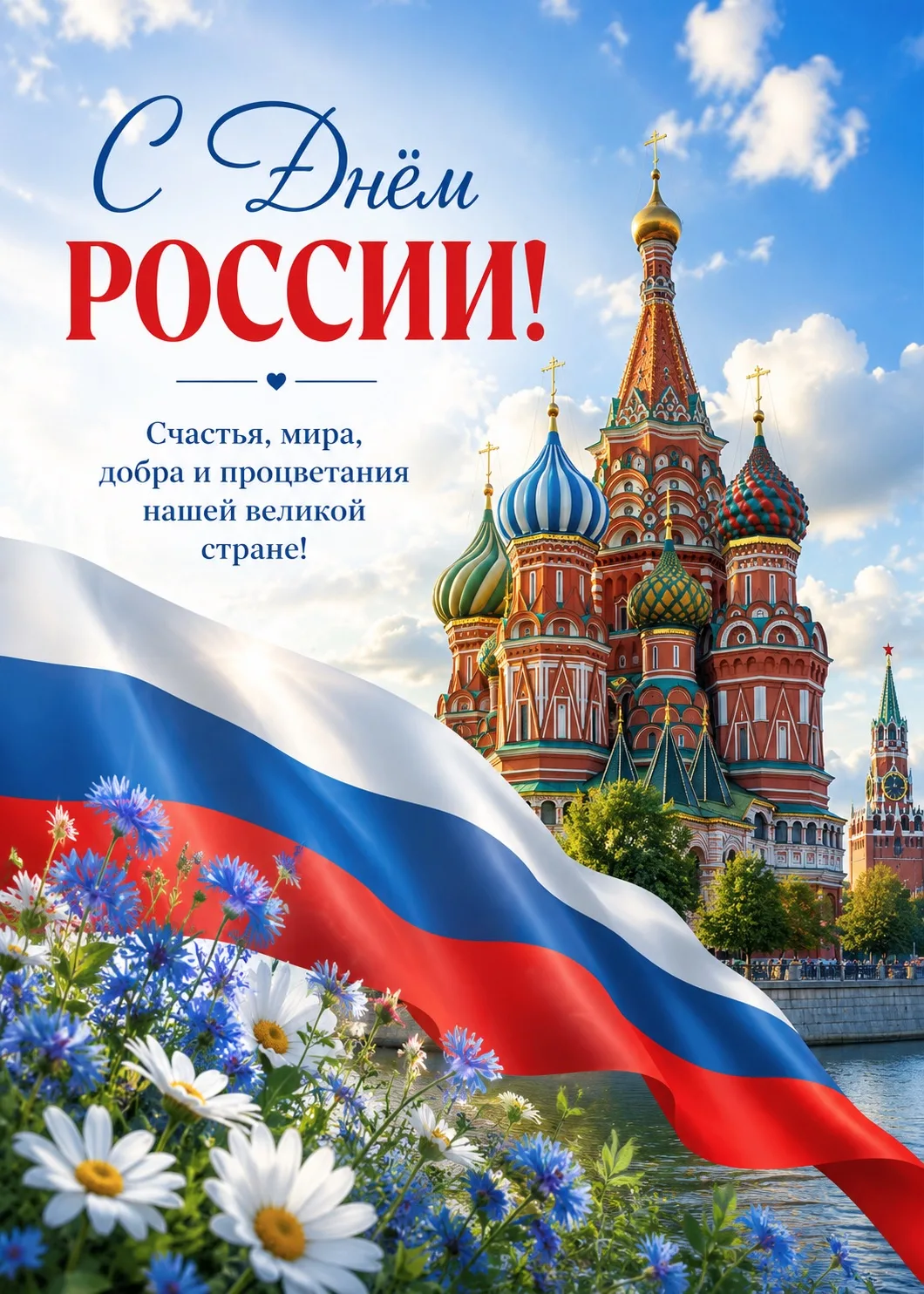 С праздником! С Днём России! 🇷🇺
Пусть этот день принесёт отличный повод отдохнуть от суеты, провес