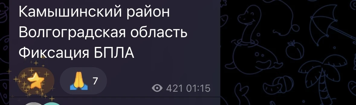 Местные каналы сообщают о вражеских БПЛА над Камышинским районом!