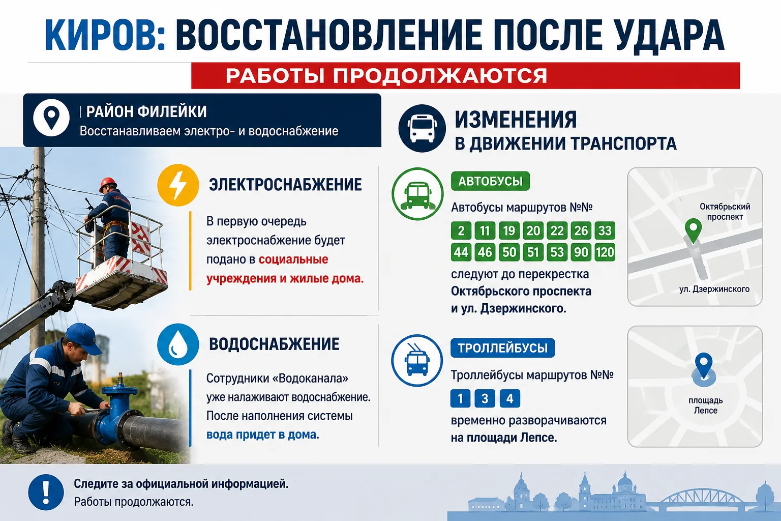 🚨 В Кирове продолжают устранять последствия утреннего удара