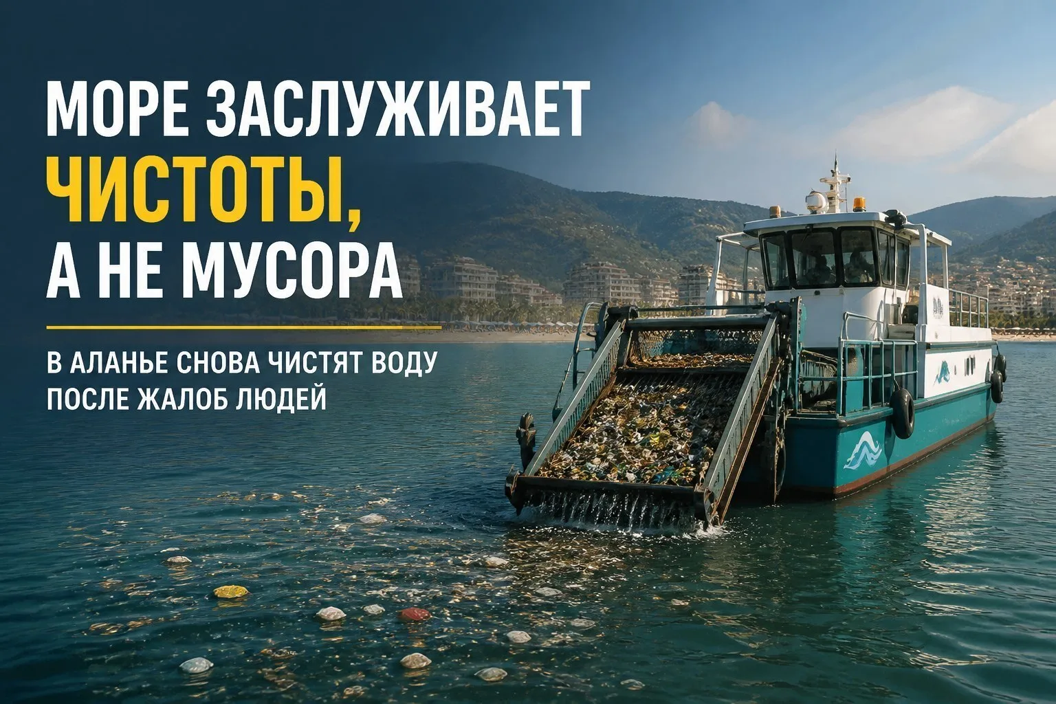 🌊 Море в Аланье снова начали чистить — пластик допек и туристов, и местных