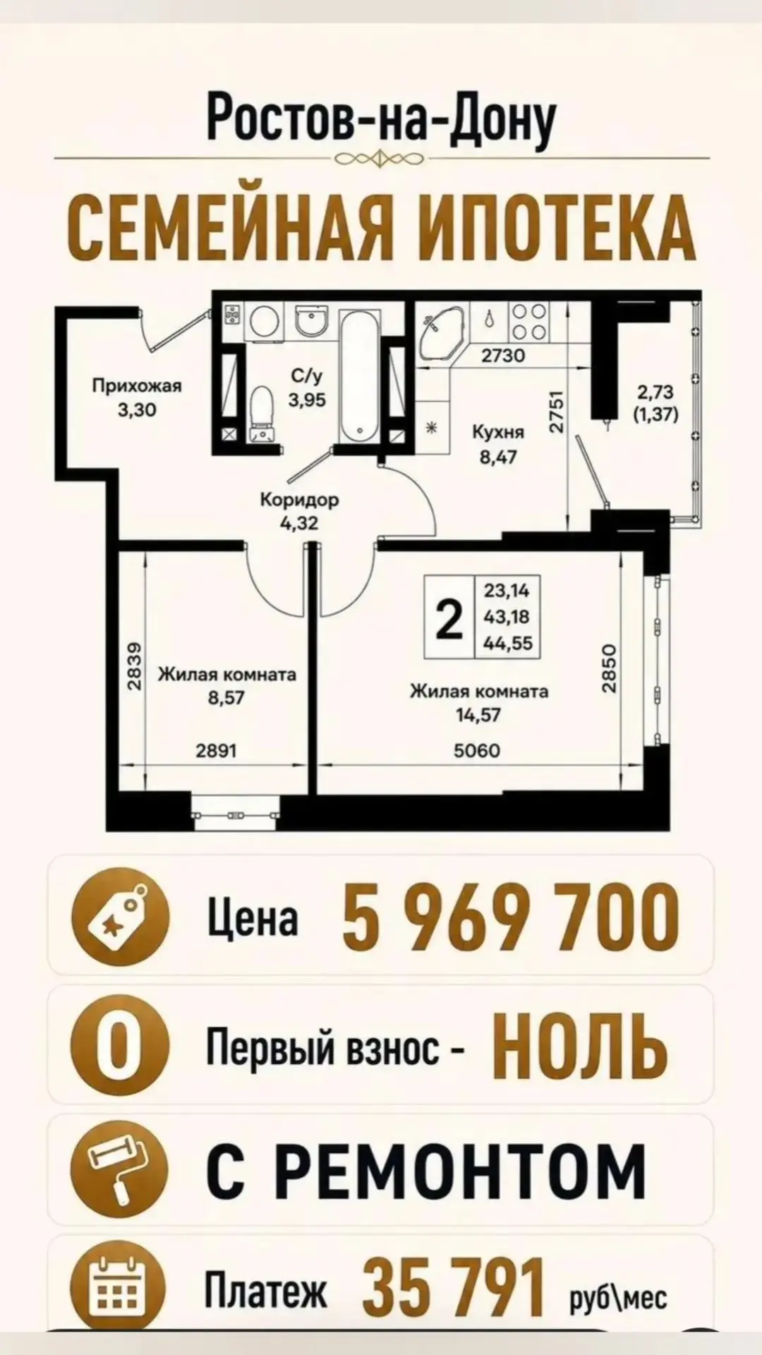 Двухкомнатные квартиры для молодой семьи