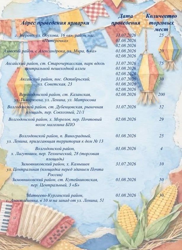 Уважаемые подписчики!

Знакомим Вас с расписанием ярмарок "выходного дня", которые пройдут в различн