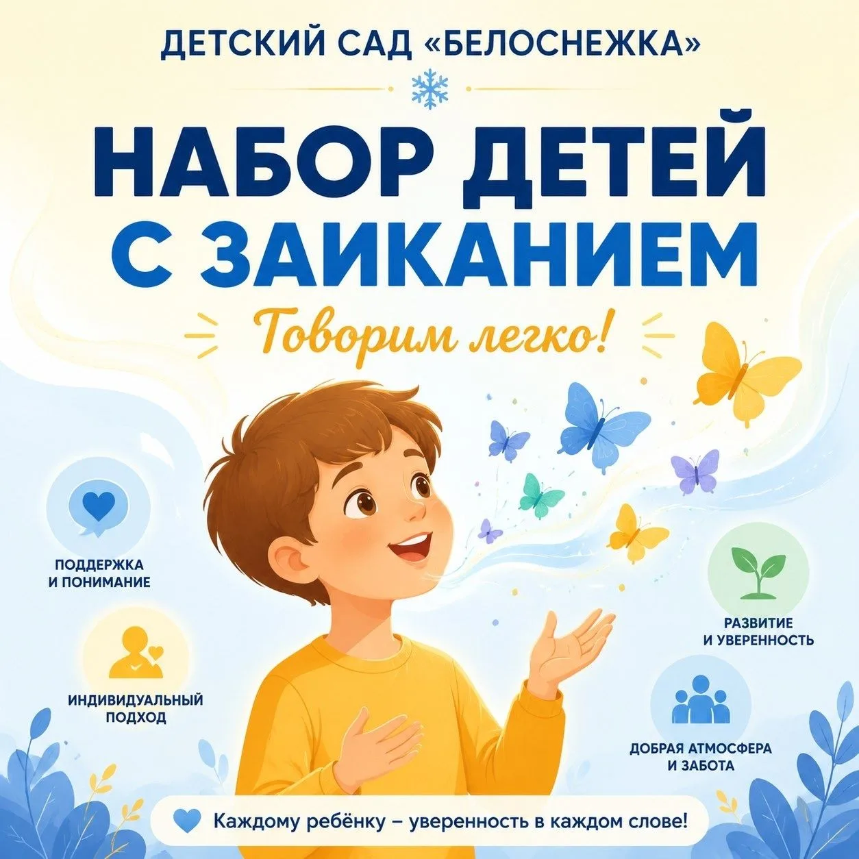 👶 Говорить легко, уверенно и красиво!  Детский сад № 85 «Белоснежка» открывает набор.