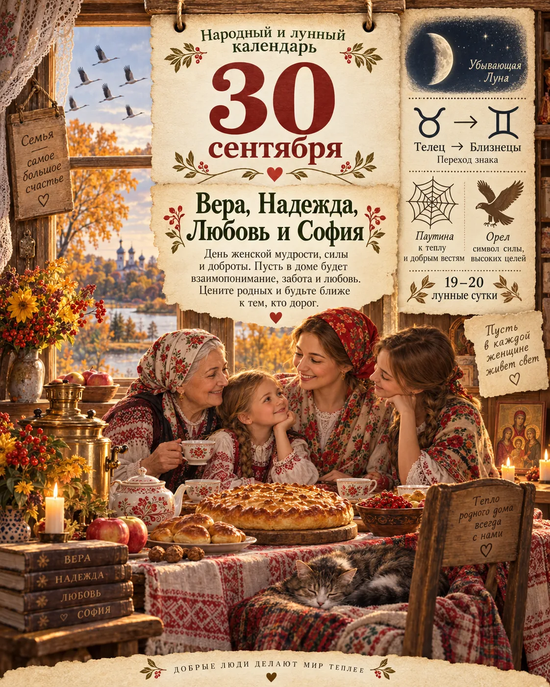 🌙 НАРОДНЫЙ И ЛУННЫЙ КАЛЕНДАРЬ — 30 СЕНТЯБРЯ