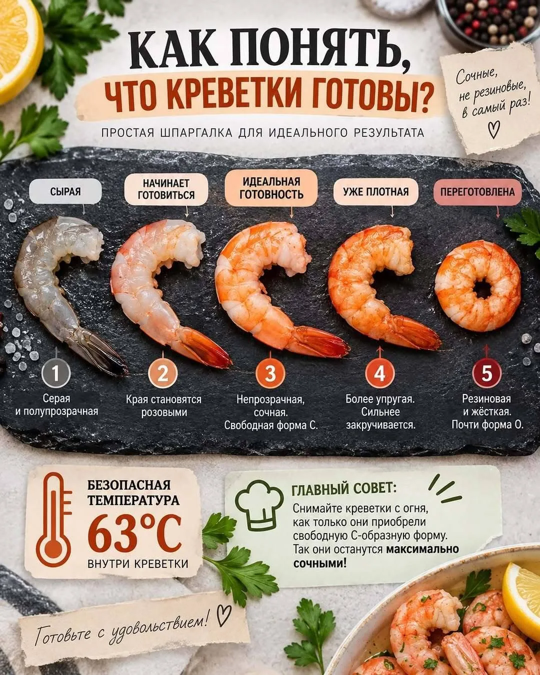 Креветки легко испортить всего одной лишней минутой!