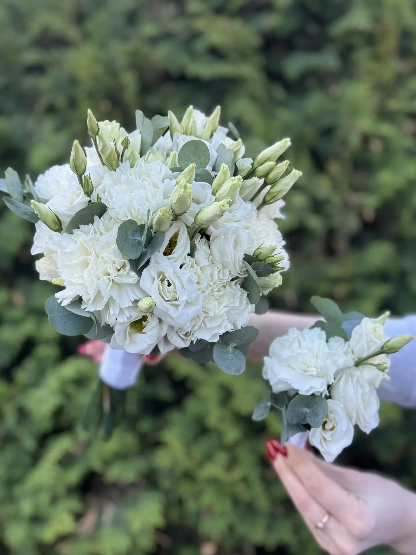 ‍💍👰🏻‍♀️Букет невесты и бутоньерка для жениха с эустомами и диантусами