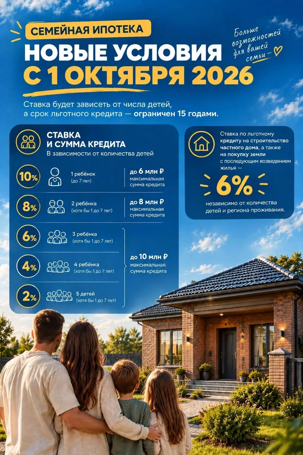📢 Минфин утвердил новые условия семейной ипотеки с 1 октября