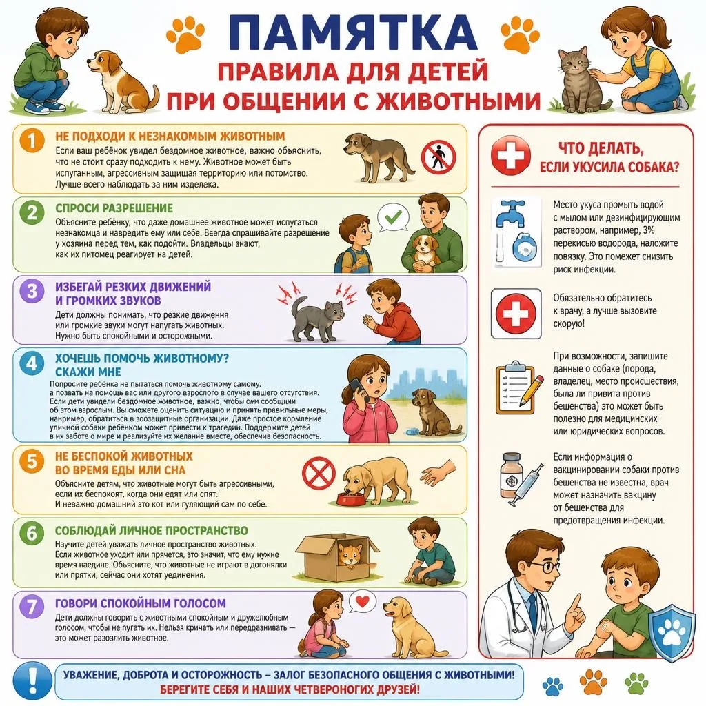 Общение с животными дарит ребёнку искреннюю радость. Чтобы эта дружба была комфортной д...