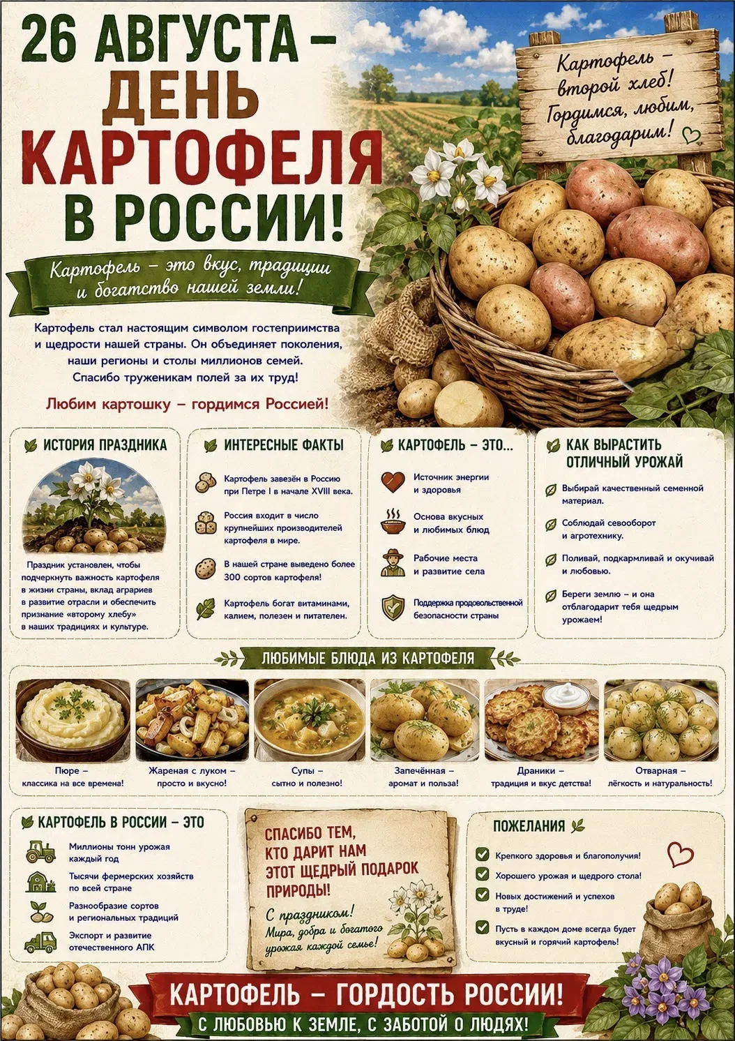 📆26 августа в России неофициально отмечают День картофеля.🥔🥔🥔
