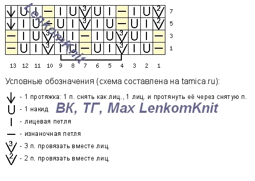 Маечка из новой летней коллекции Reiss 😘    Узор - простые мелкие ромбики, раппорт - 6 петель (плюс 