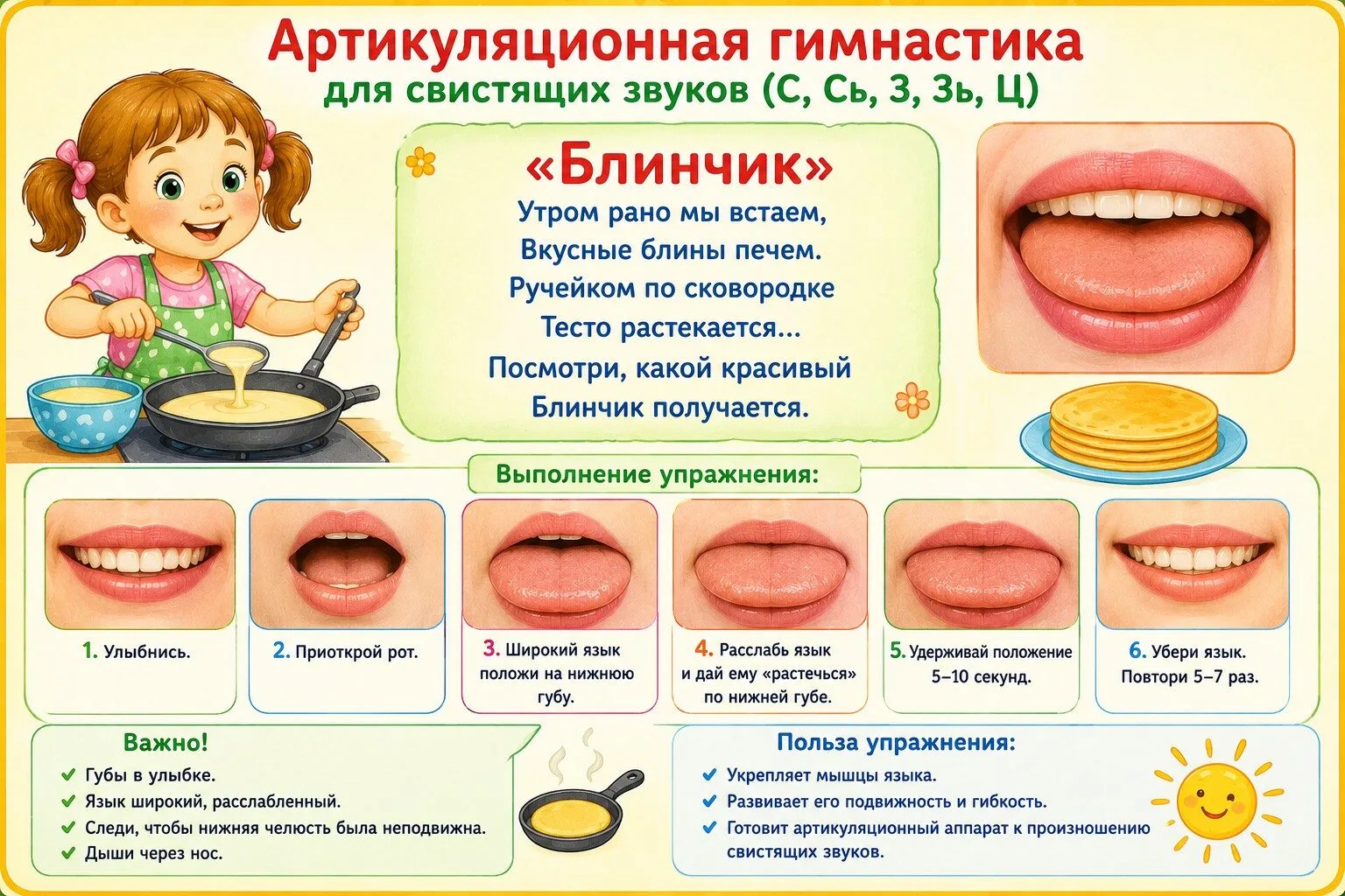 ✨ Артикуляционная гимнастика для свистящих звуков — играем и развиваем речь!

Правильное произношени