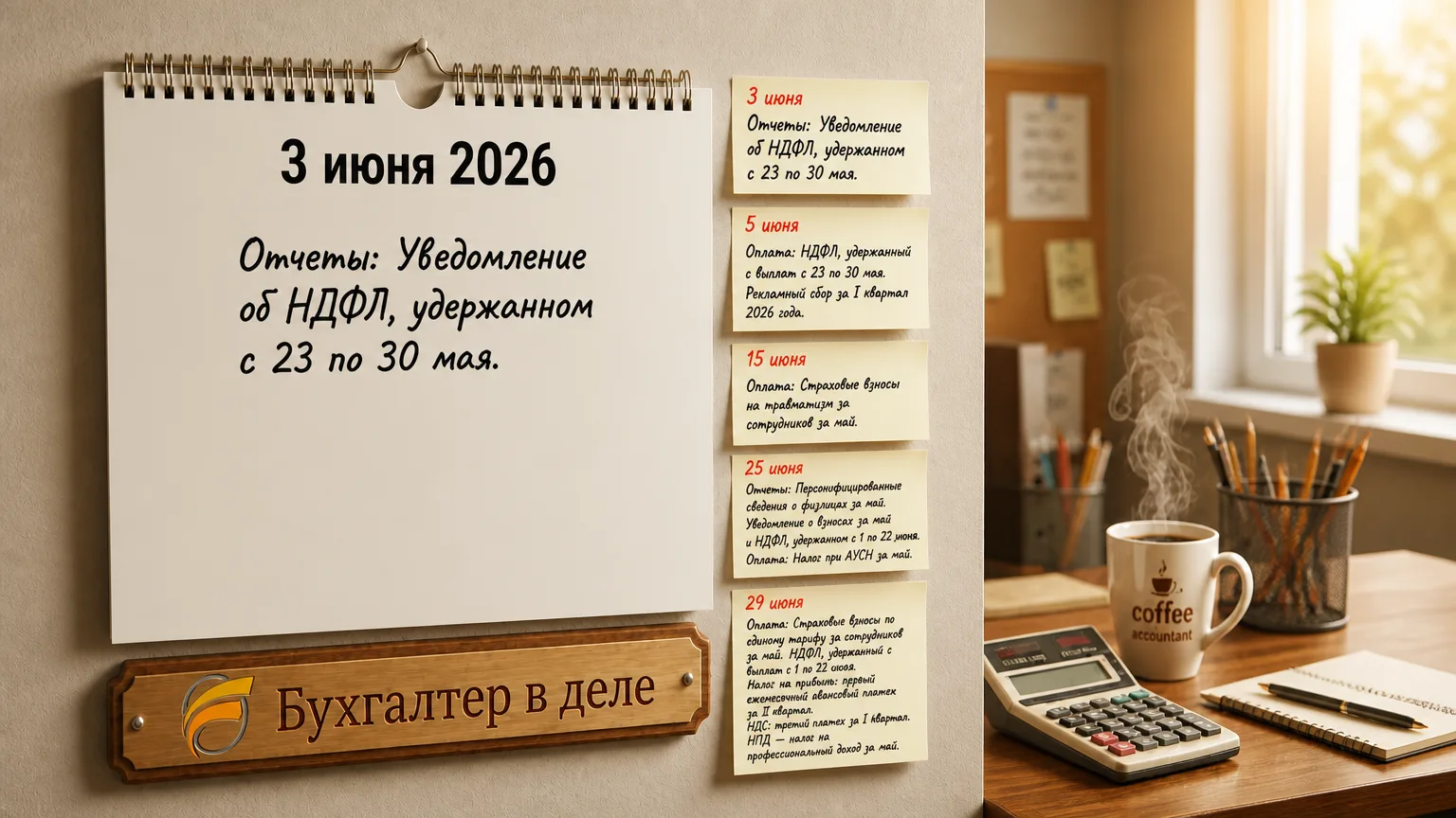 📆Календарь бухгалтера на 3 ИЮНЯ 2026 года