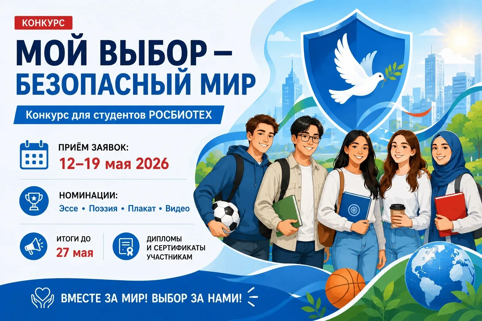 🚨 Конкурс для студентов РОСБИОТЕХ 🚨  Открыт прием заявок на участие в конкурсе «Мой выбор — безопасн