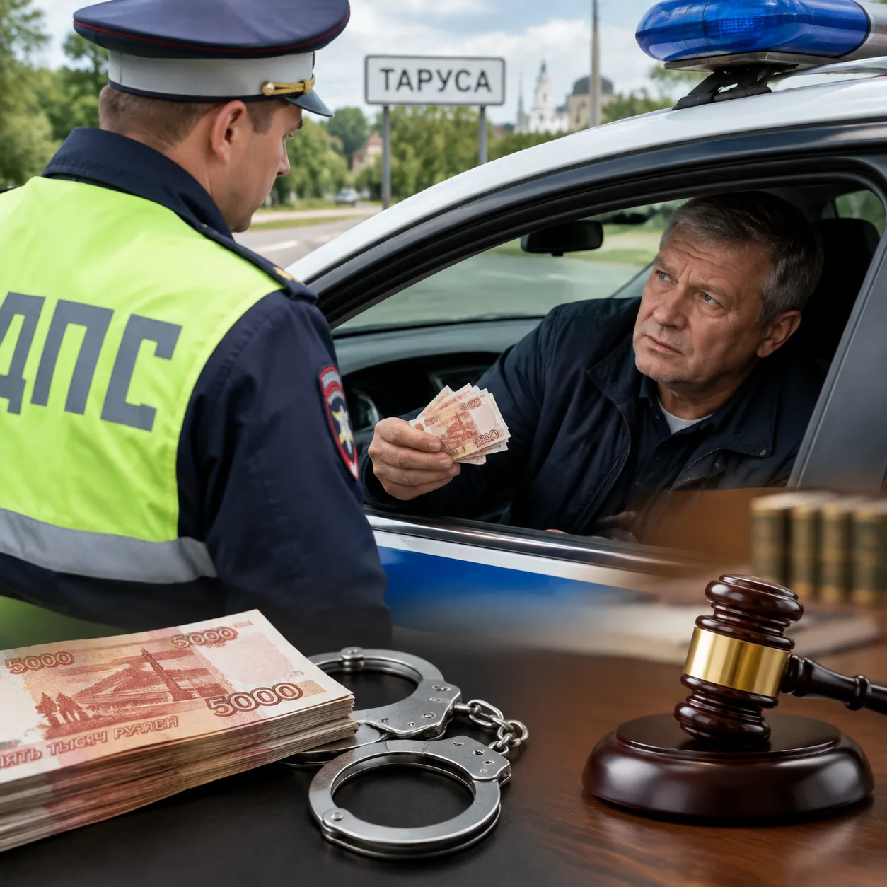 ⚡В Тарусе местный житель попытался откупиться от инспектора ГАИ за 5 тысяч рублей, но п...