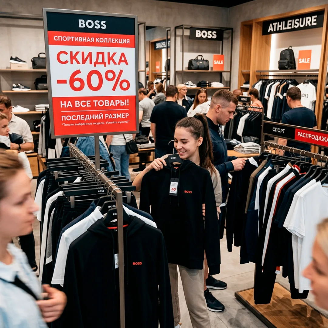С 7 по 16 августа 2026 года в бутиках стартует акция: скидка 60% на продукцию BOSS «Пос...