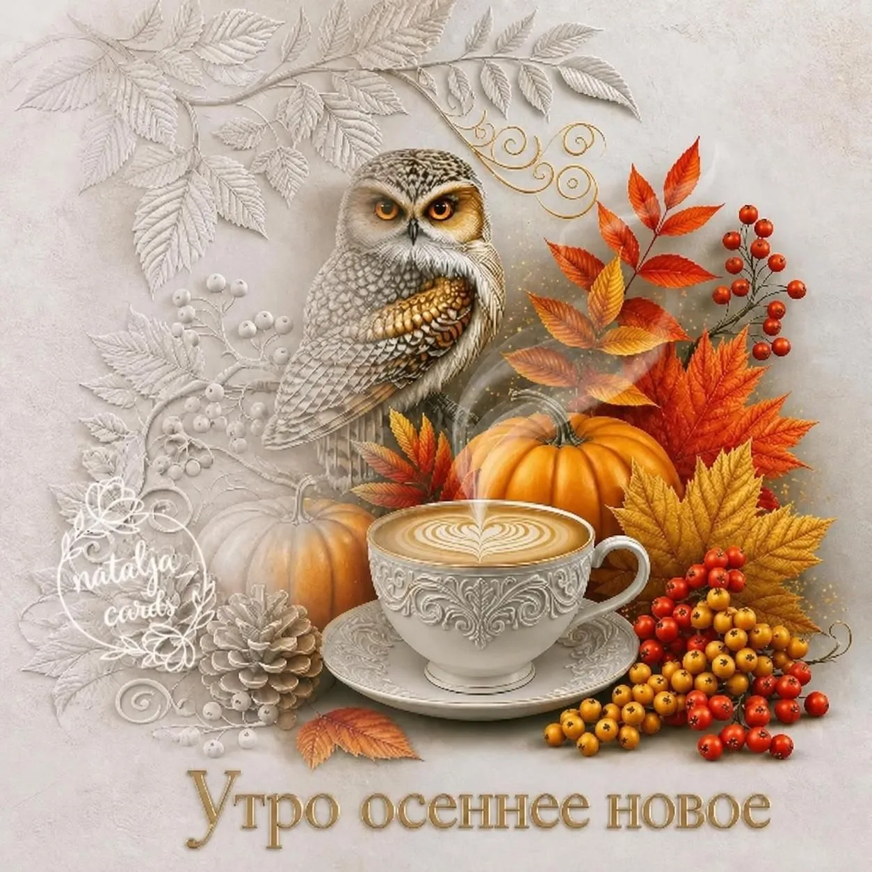 ☕🍁 Осеннее утро - время уюта, тепла и маленьких радостей! 🦉🎃✨Желаю чудесного настрое...