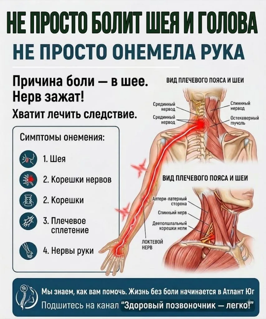 ❌ Шея болит. Голова гудит. Ночью немеют руки. 🥲