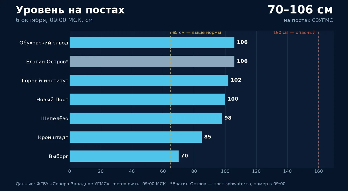Сегодня утром в Петербурге начался нагон воды, о котором накануне предупреждали синопти...