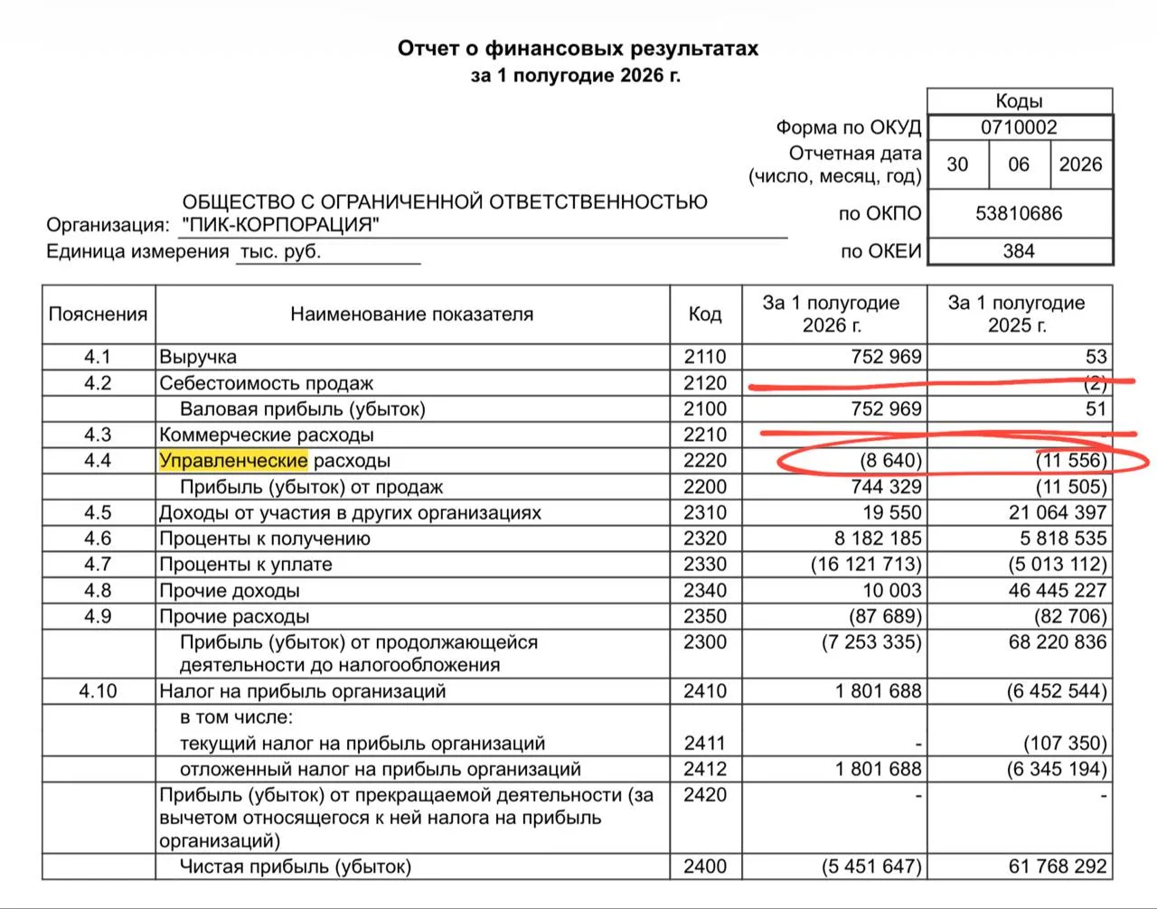 🤔В отчете ПИКа за полугодие мы не видим никаких выделенных строк, которые прямо или косвенно могут 