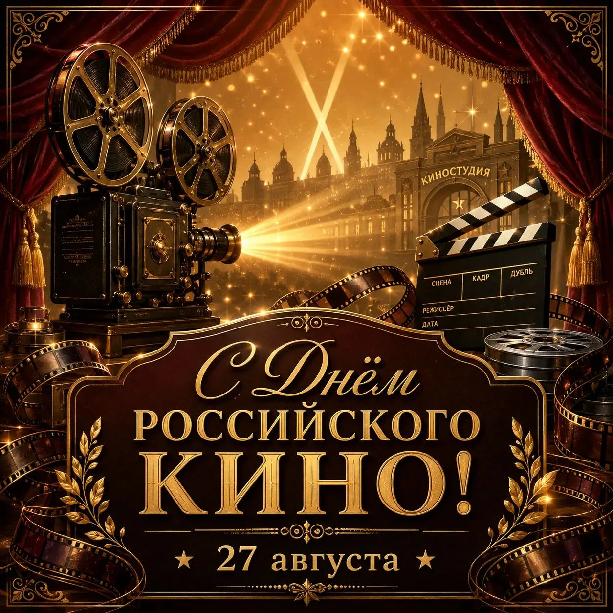 Дорогие друзья, поздравляем вас с Днем Российского кино!