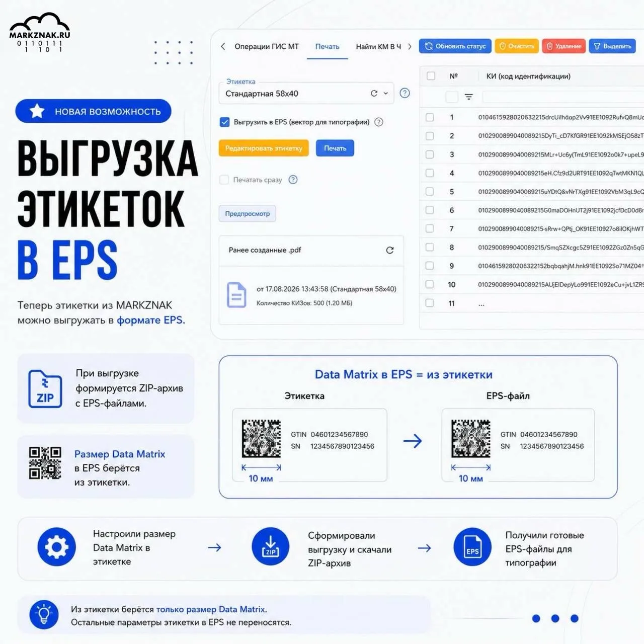 🔥 В MARKZNAK появилась выгрузка этикеток в EPS