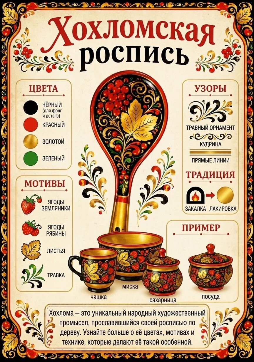 Информационные листы «Народная художественная русская роспись» 🎨🇷🇺