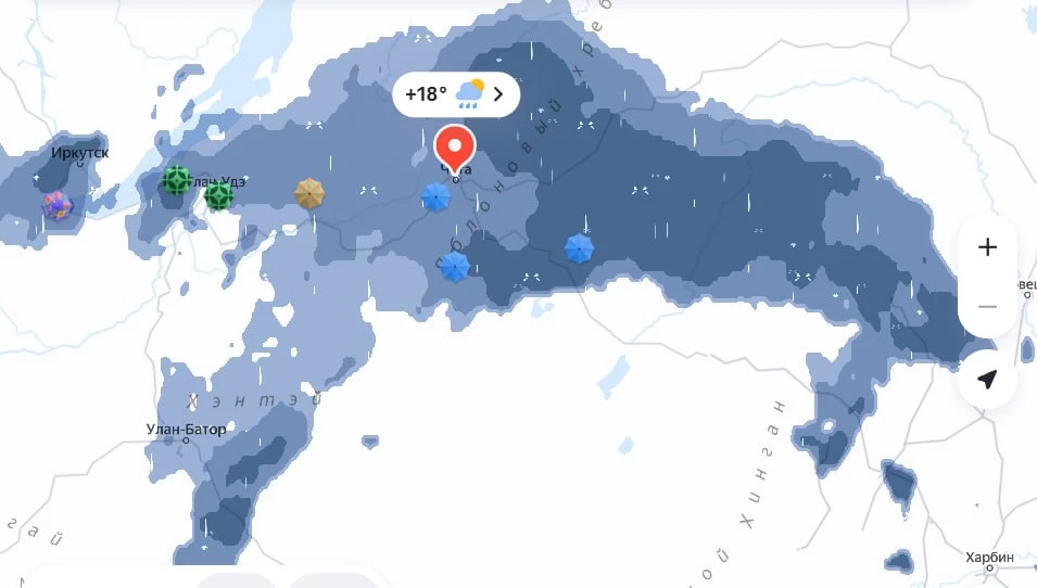 🌨Дождь в Чите, Улан-Удэ, Иркутске и Улан-Баторе.