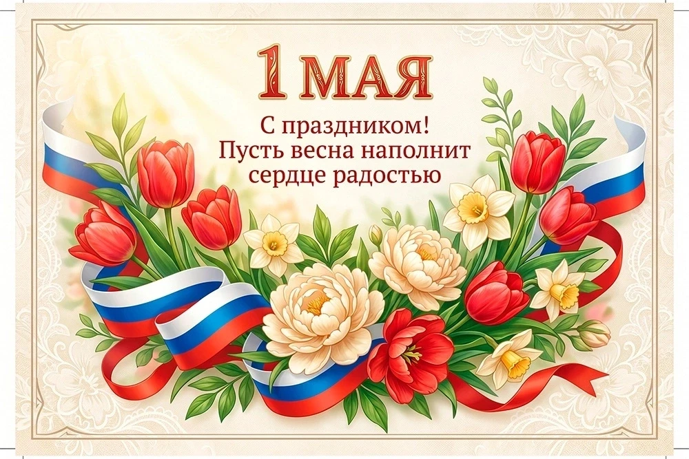 Уважаемые ученики, родители и педагоги!  Поздравляем всех с 1 Мая — Днём весны и труда! Пусть этот п