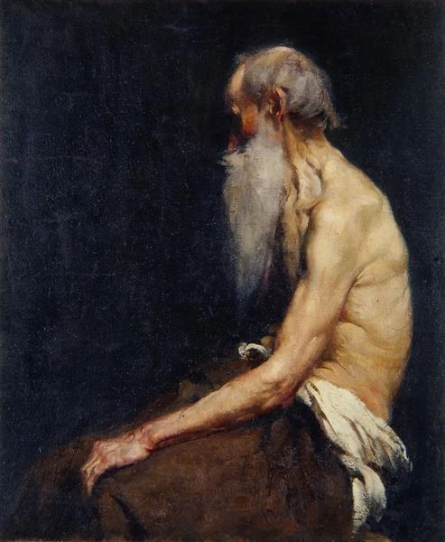 Антон Азбе "Сидящий голый старик" 1905