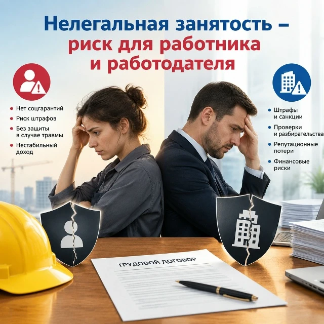 Нелегальная занятость - риск для работника и работодателя❗