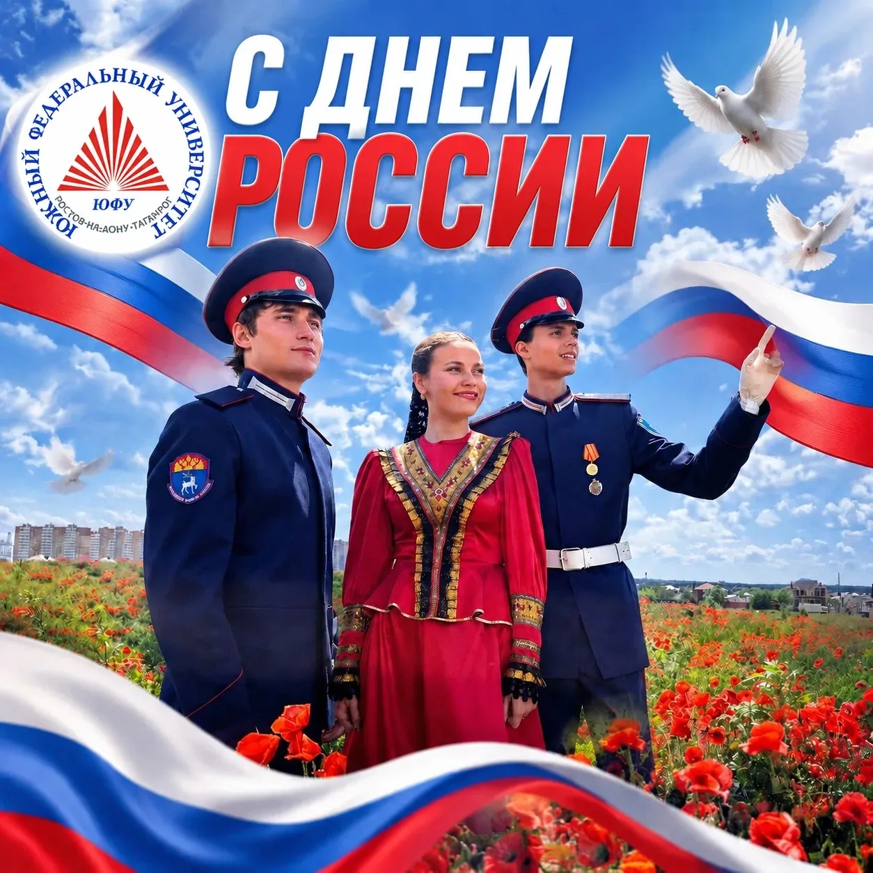 Поздравление казачьей сотни ЮФУ с Днём России!