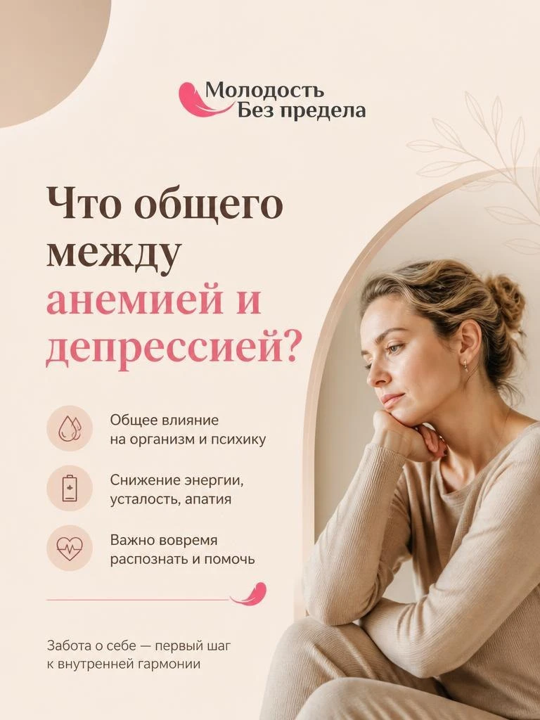 Что общего между анемией и депрессией? 

Только из-за одной анемии у человека собирается целый букет