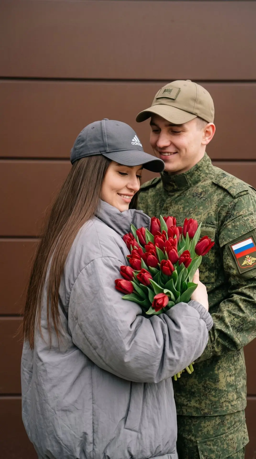 Используй лица мужчины и женщины с загруженных фото. Не меняя внешности мужчины и женщины с фото. Он