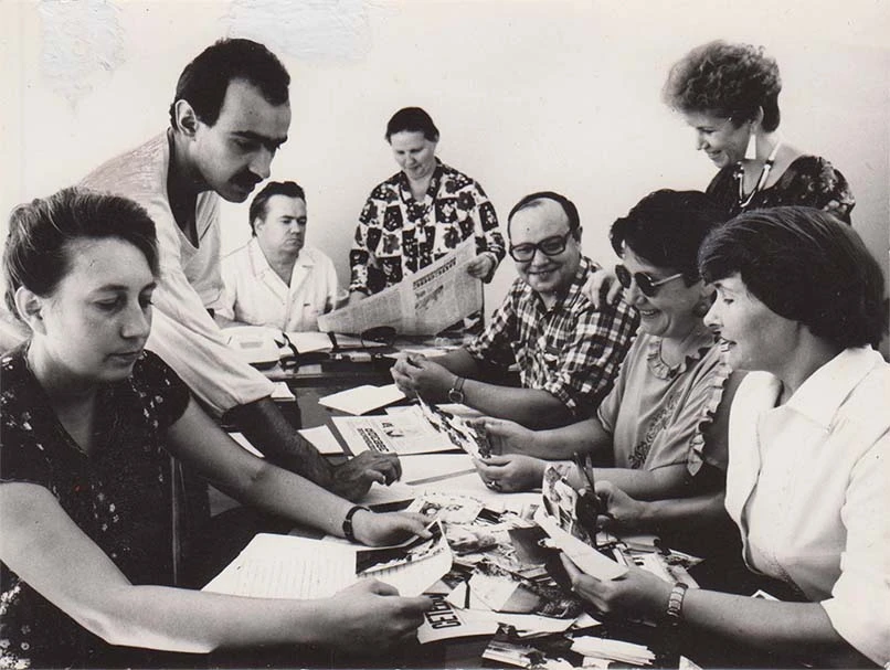 Фотография работников редакции газеты «Краснокамская звезда». 1988г.