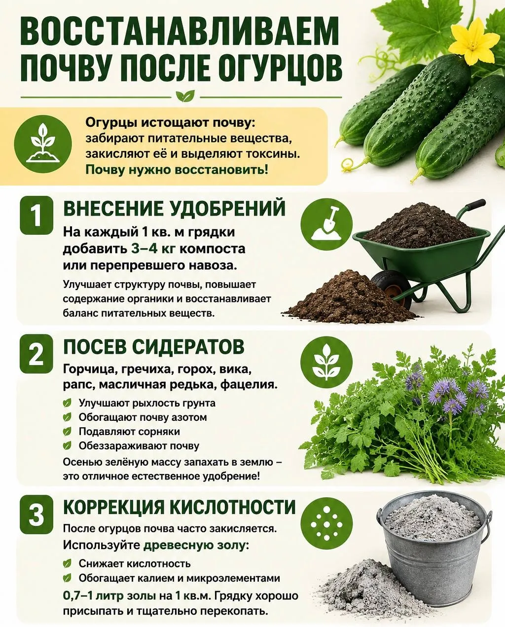 🌱 Как восстановить почву после огурцов — чтобы грядка снова стала плодородной.
