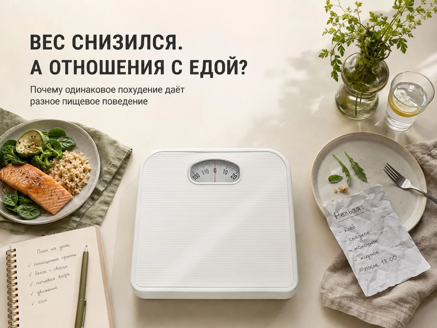 Вес ушёл. А что стало с отношениями с едой?

Два человека могут похудеть одинаково. Но один спокойно