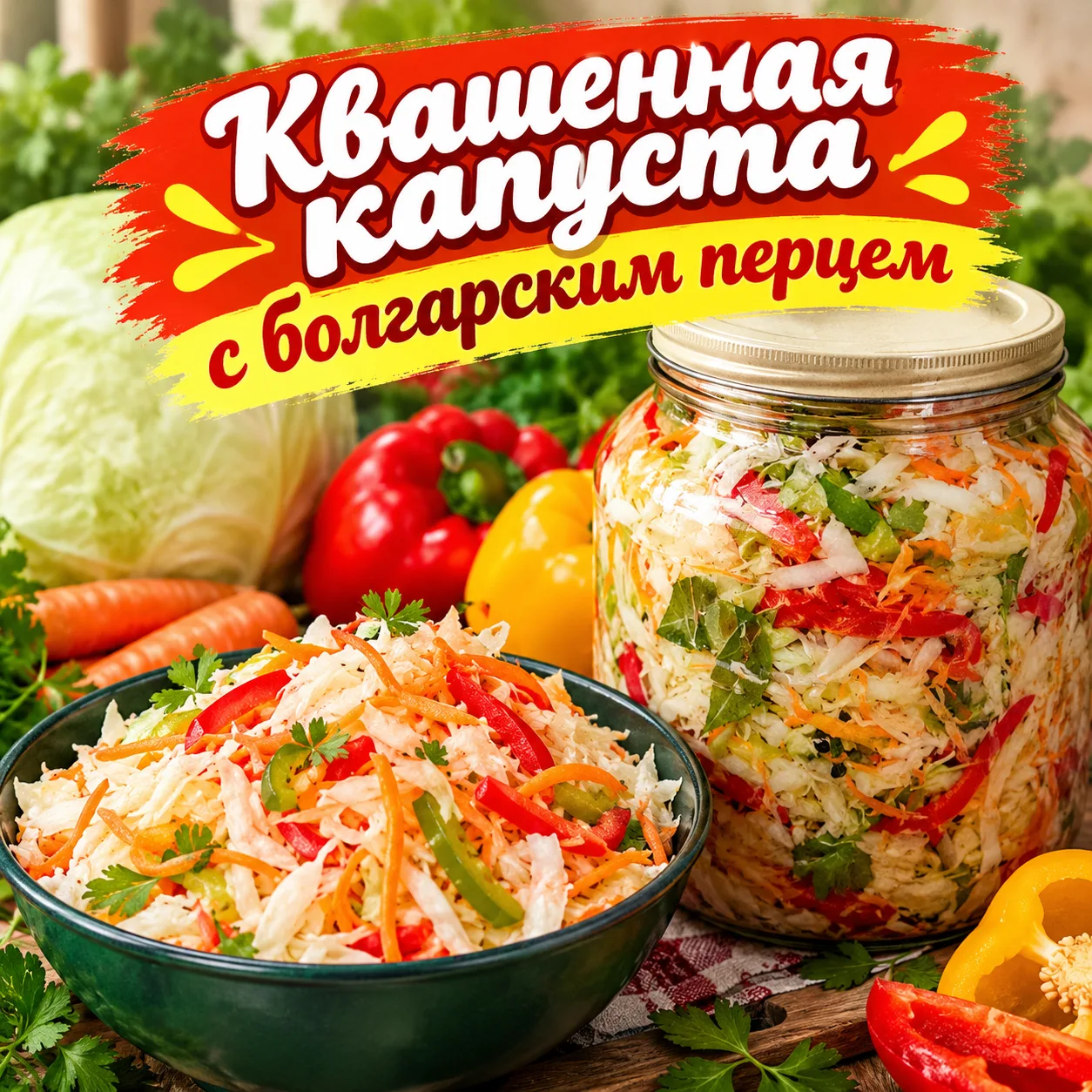 🥬🫑 КВАШЕНАЯ КАПУСТА С БОЛГАРСКИМ ПЕРЦЕМ 🥕🌿