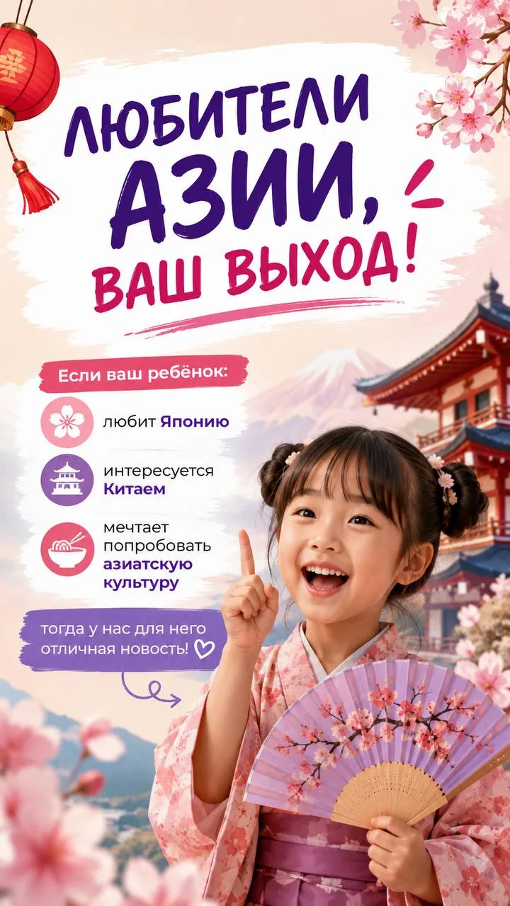 🏮 Смена летнего клуба для детей, которые мечтают побывать в Азии и хотят:
