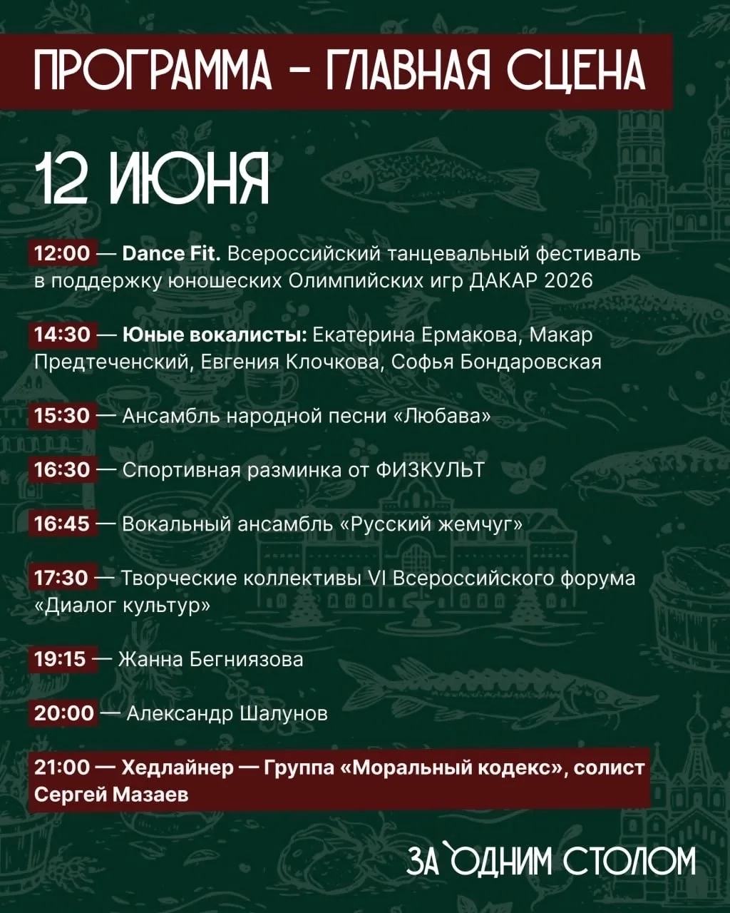 Полная программа фестиваля «За одним столом» в парке «Швейцария»