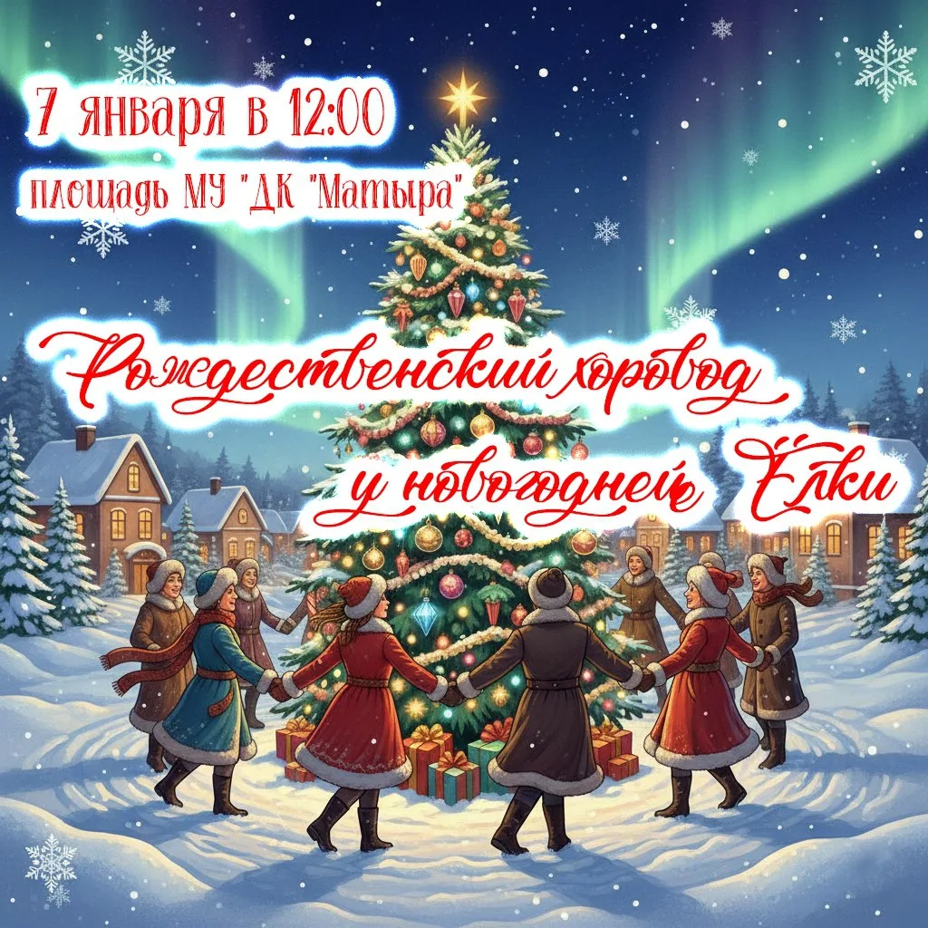 🎄 Рождественский хоровод у новогодней Ёлки  🗓 **Дата:** #7января | 🕛 **Время:** 12:00   📍 **Место:**