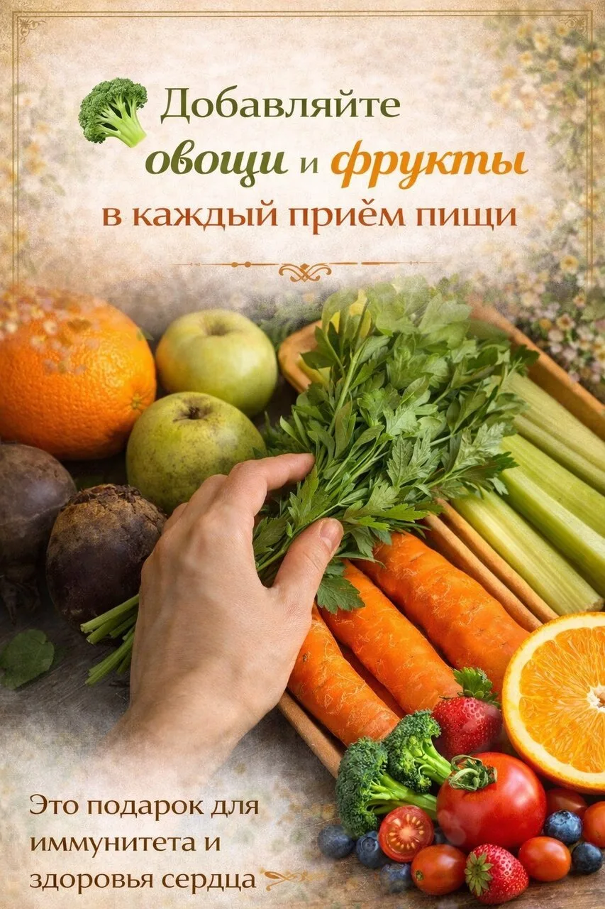 🥦 Добавляйте овощи и фрукты в каждый приём пищи — почему это действительно важно