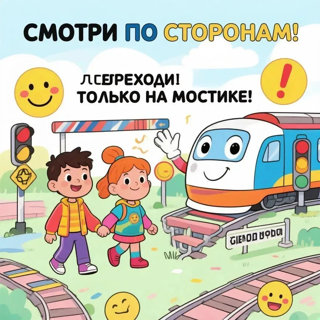 ПАМЯТКА ДЛЯ МАЛЫШЕЙ: БУДЬ ОСТОРОЖЕН НА ЖЕЛЕЗНОЙ ДОРОГЕ!