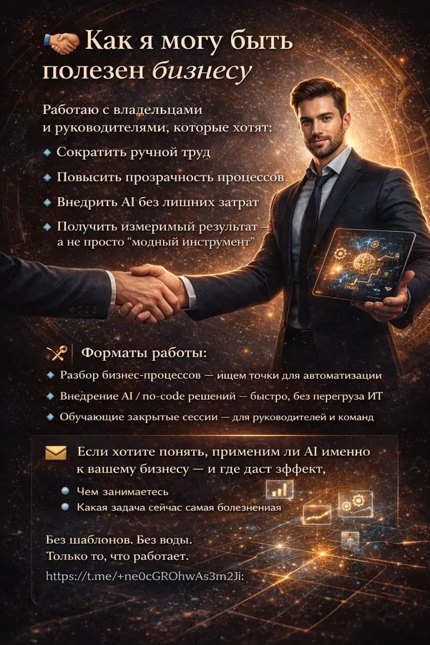 Как я могу быть полезен бизнесу

Работаю с владельцами и руководителями, которые хотят:
🔹 Сократить