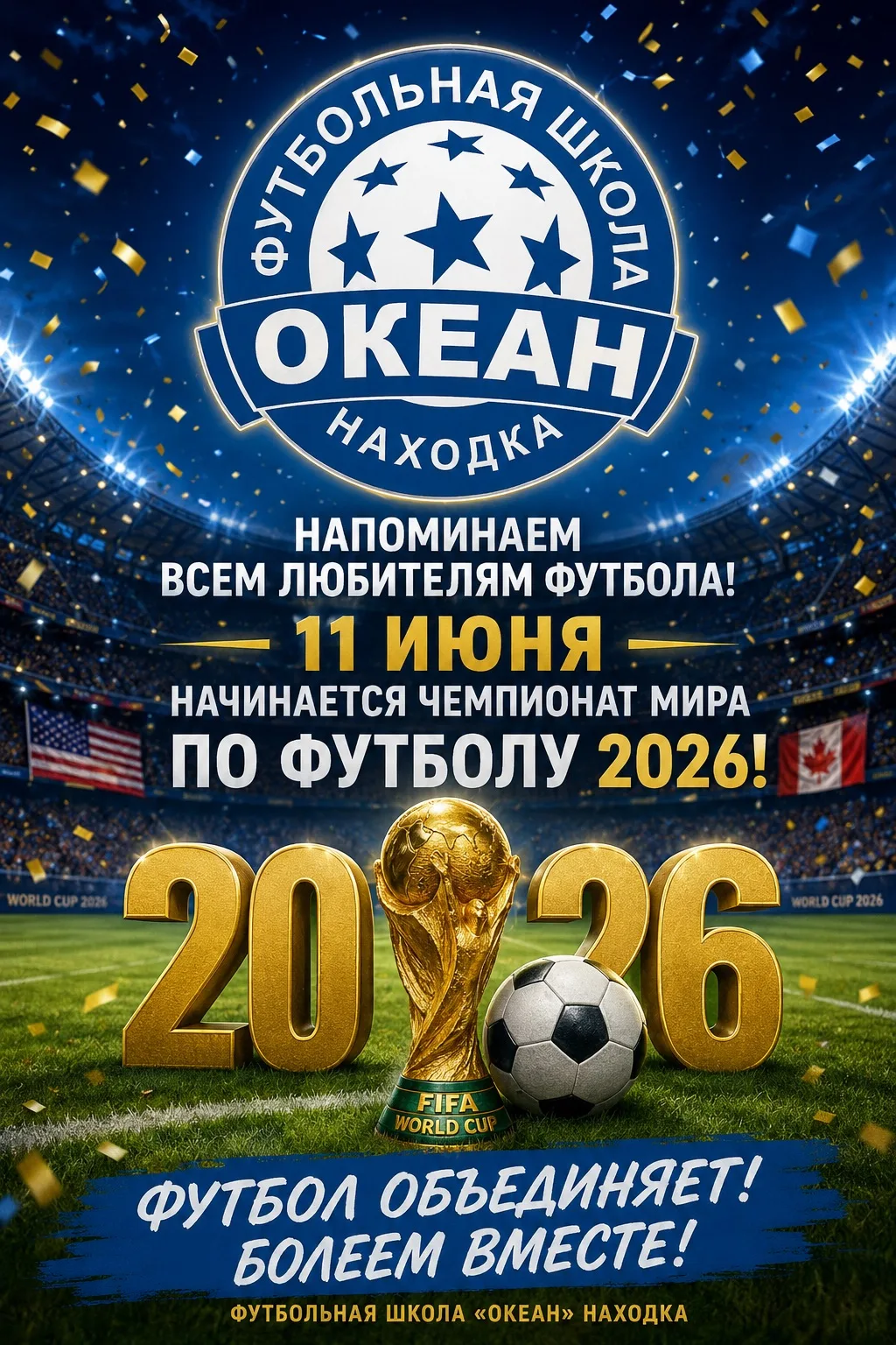 ⚽🌎 Друзья, совсем скоро стартует главное футбольное событие планеты!
📅 11 июня 2026 года начинаетс