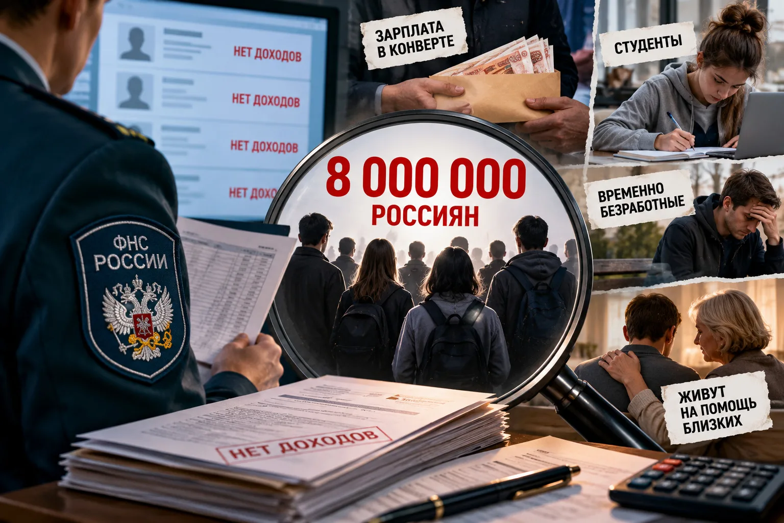 💸 ФНС насчитала 8 млн россиян без официальных доходов