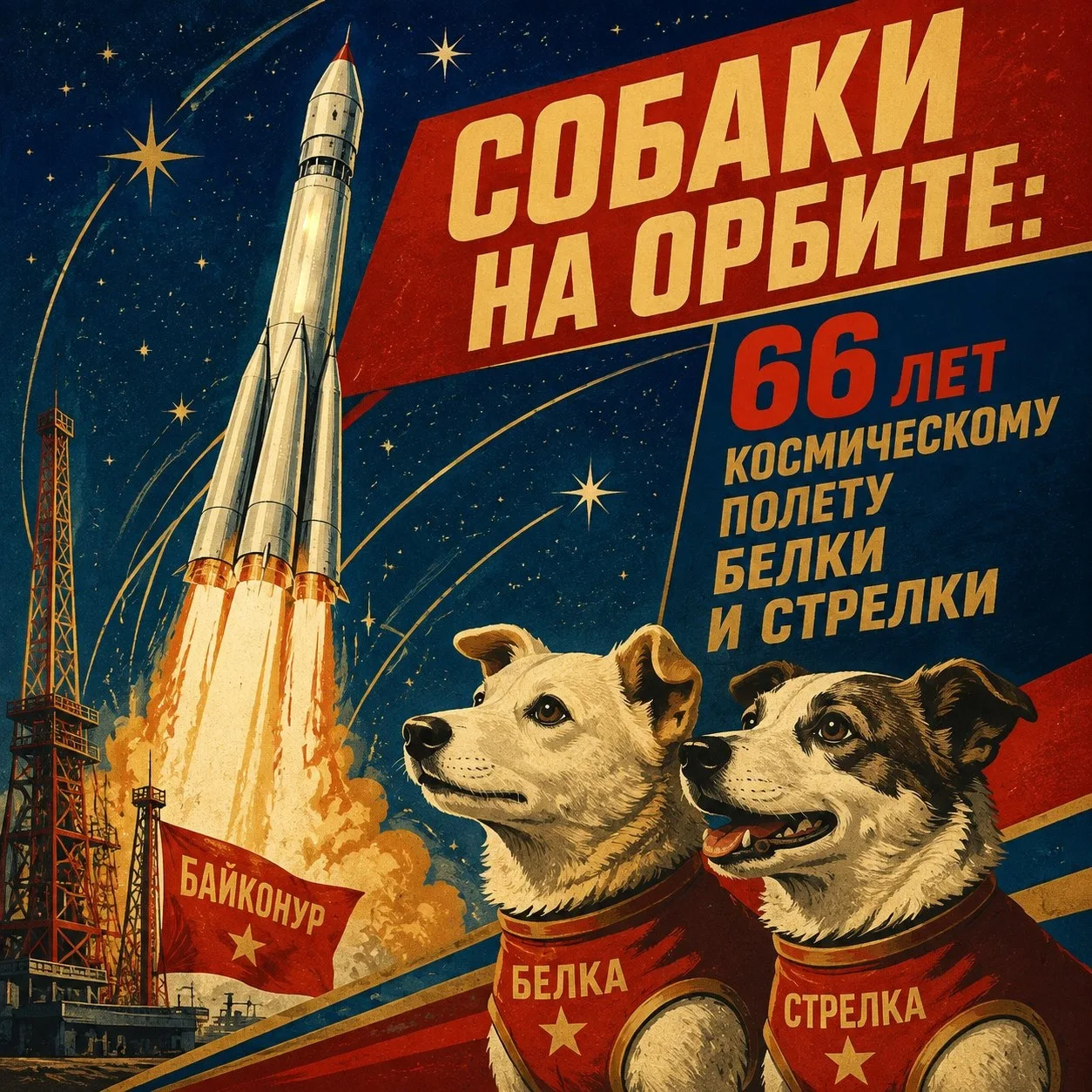🚀 Ровно 66 лет назад с космодрома Байконур стартовал «Спутник-5» и в историю космонавт...