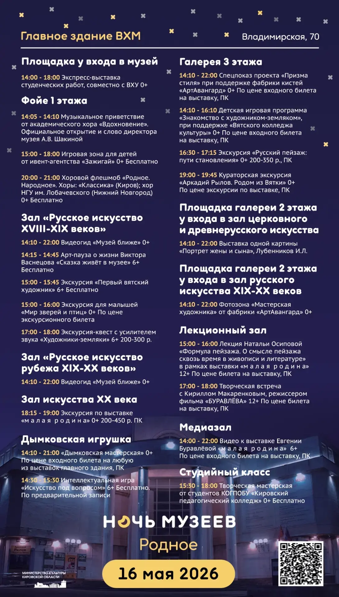 ▶️ 16 мая с 14:00 до 22:00 в Кирове пройдет всероссийская акция Ночь музеев. В Год единства народов 