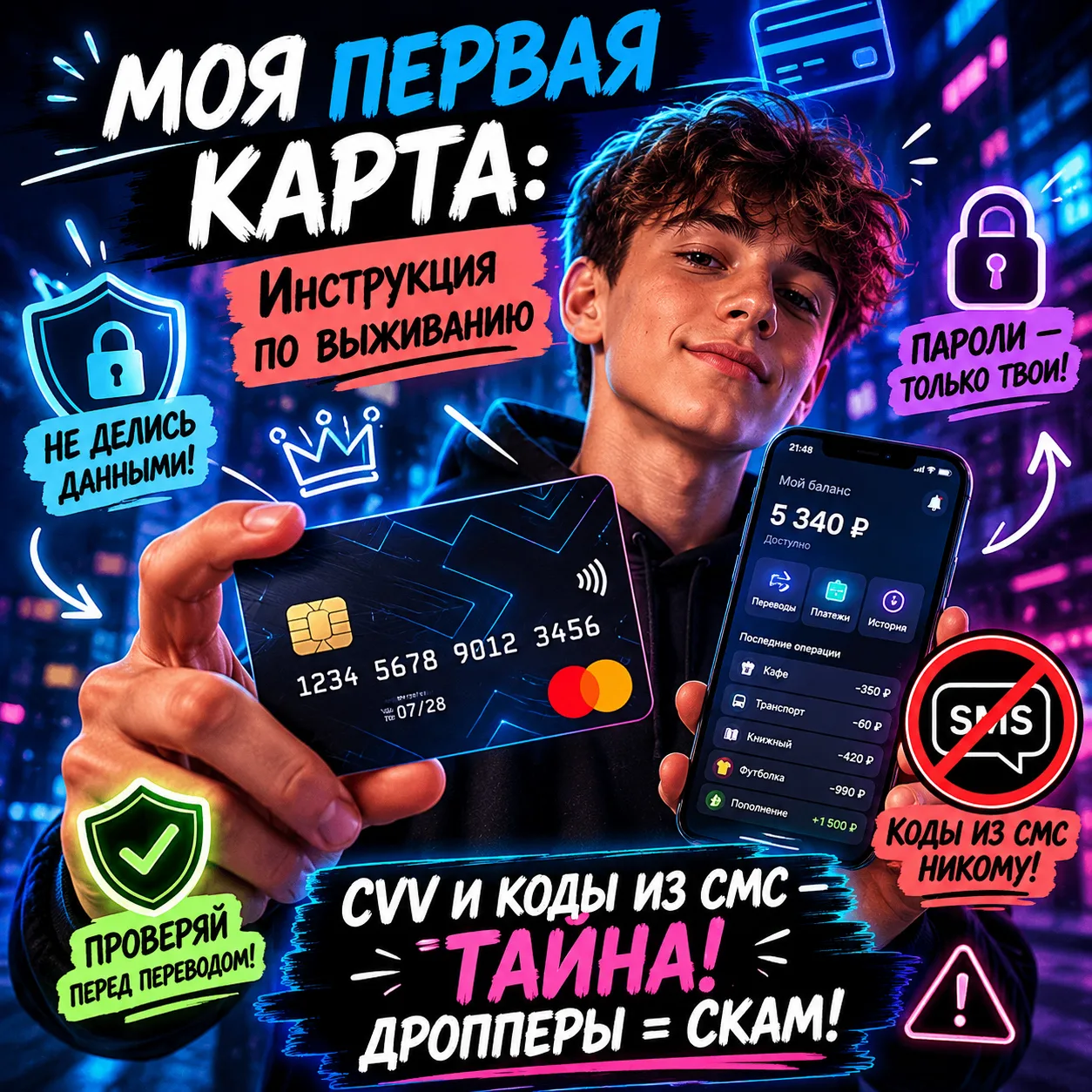 ⚡ Моя первая карта: как управлять банком в телефоне и не подарить деньги мошенникам 💳