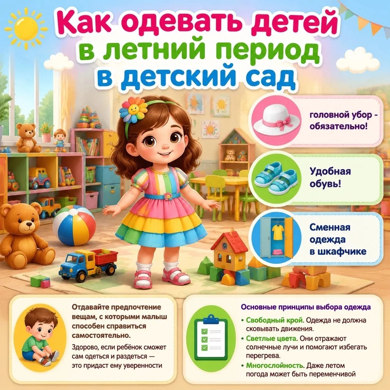 Как одевать ребёнка в детский сад летом?

#МБДОУдс7СемицветикгБелгород